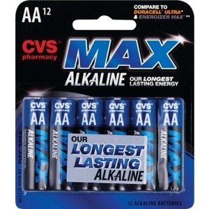 slide 1 of 1, CVS Pharmacy Max Alkaline Batteries, Aa, 1.5 Volt, 12 ct
