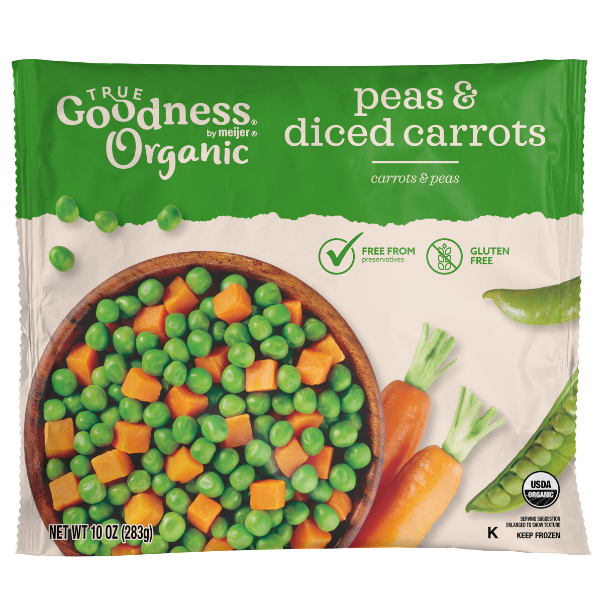 slide 1 of 5, True Goodness Organic Peas & Diced Carrots, 10 oz