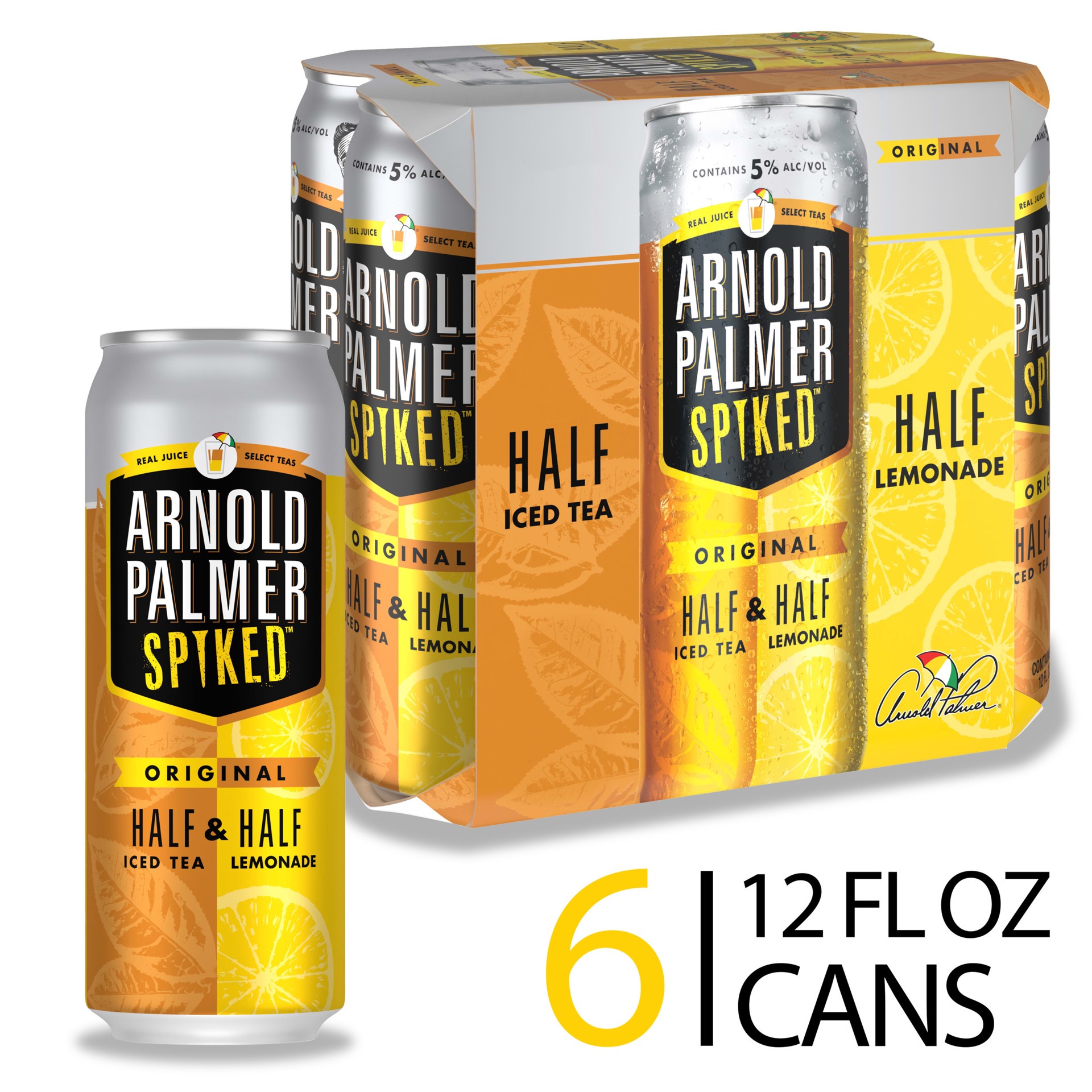 slide 1 of 29, Arnold Palmer Spiked Half & Half Original Arnold Palmer Spiked Original Half & Half Iced Tea Lemonade, 6 Pack, 12 fl oz Cans, 5% ABV, 12 fl oz