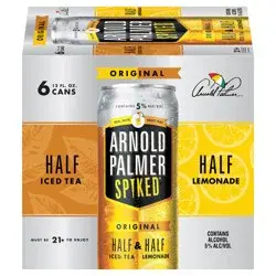 Arnold Palmer Spiked Half & Half Original Arnold Palmer Spiked Original Half & Half Iced Tea Lemonade, 6 Pack, 12 fl oz Cans, 5% ABV