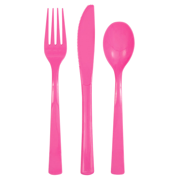 slide 1 of 1, Unique Industries Hot Pink Cutlery Ast, 18 ct