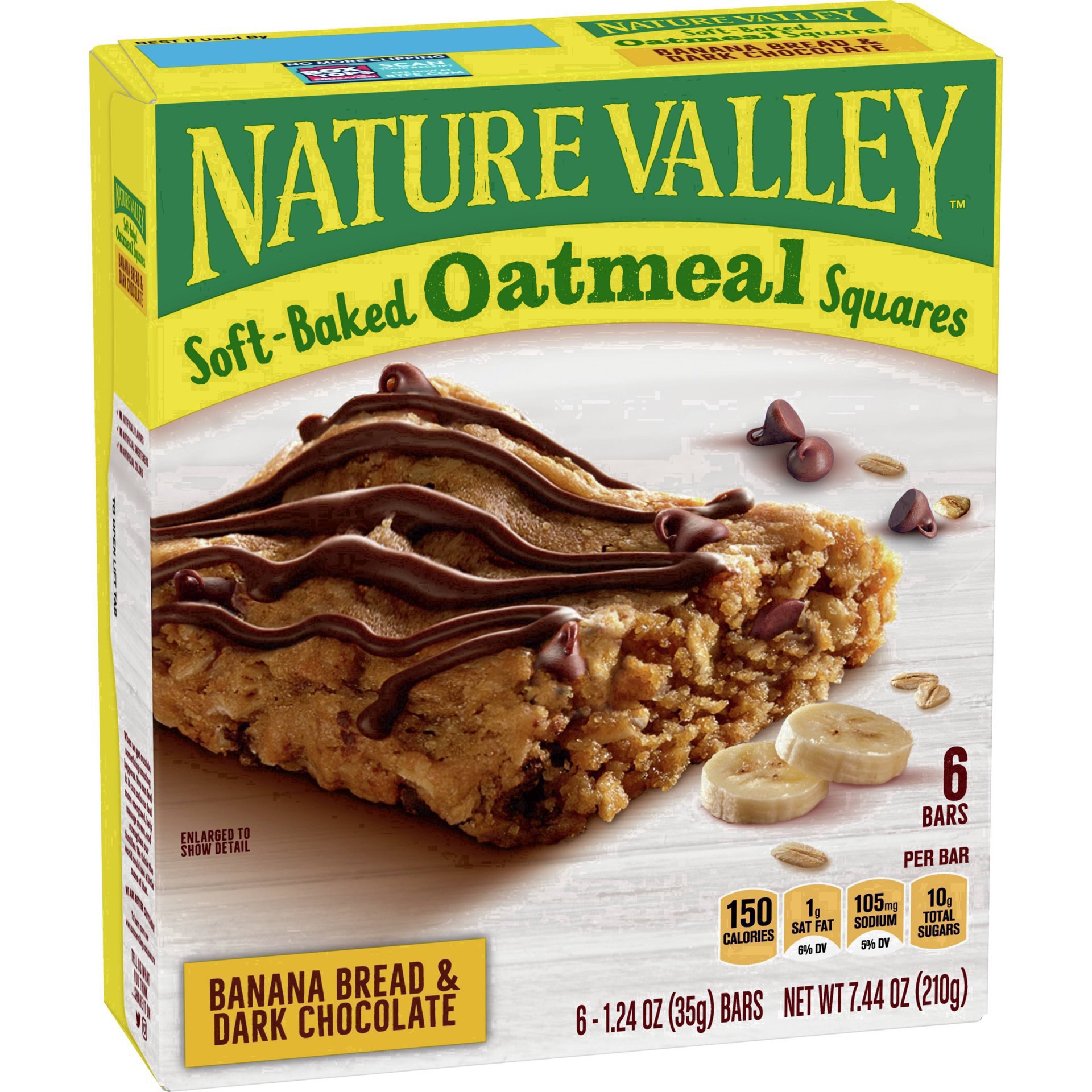 slide 64 of 101, Nature Valley Soft-Baked Oatmeal Squares, Banana Bread & Dark Chocolate, 6 ct, 6 ct