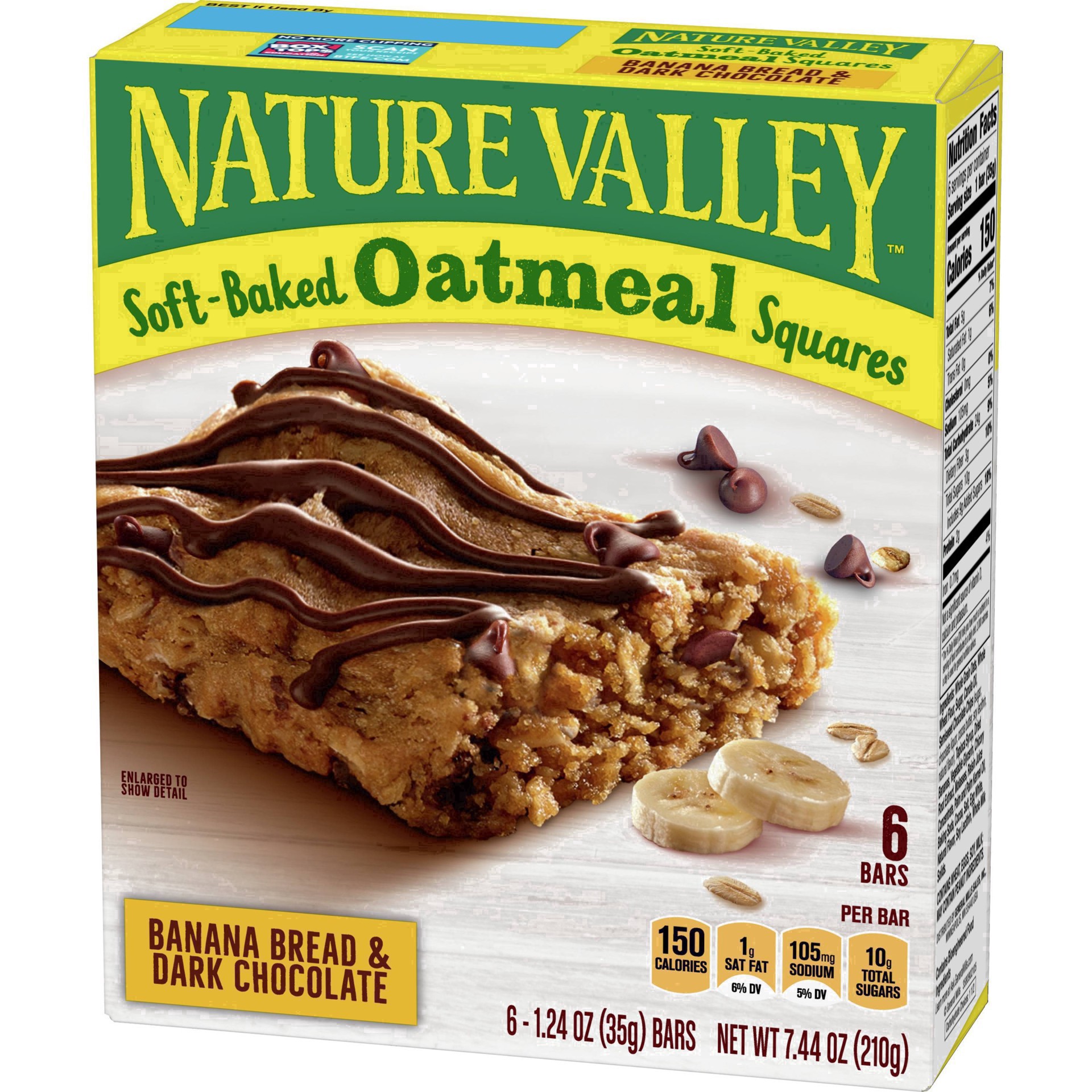 slide 66 of 101, Nature Valley Soft-Baked Oatmeal Squares, Banana Bread & Dark Chocolate, 6 ct, 6 ct