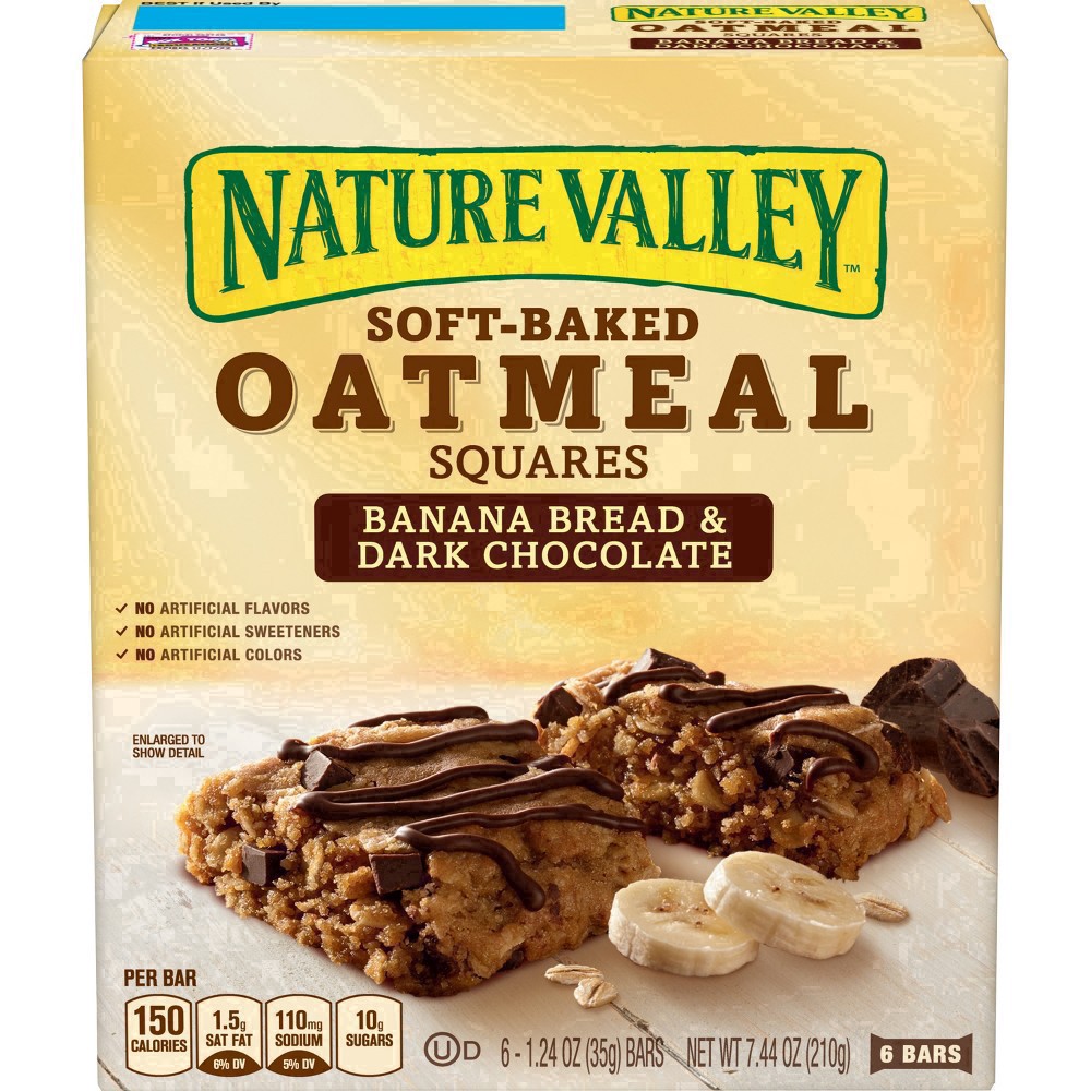 slide 71 of 101, Nature Valley Soft-Baked Oatmeal Squares, Banana Bread & Dark Chocolate, 6 ct, 6 ct