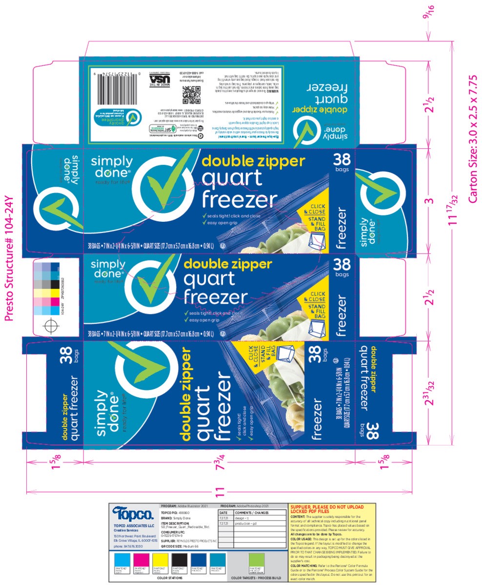 slide 10 of 17, Simply Done Quart Size Double Zipper Freezer Bags 38 ea, 38 ct