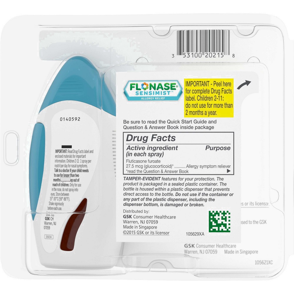 slide 94 of 133, Flonase Sensimist 24-Hour Allergy Relief Nasal Spray - Fluticasone Furoate - 0.2 fl oz, 60 ct; 0.34 oz