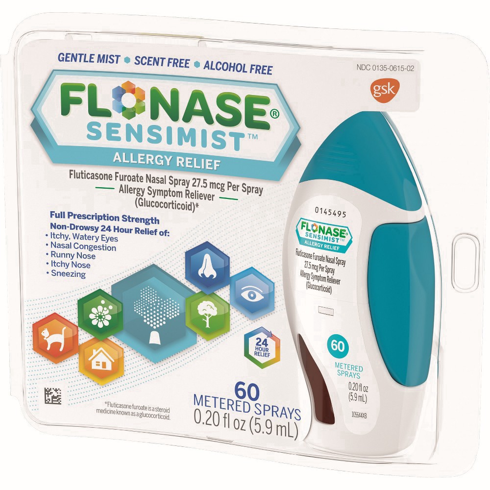 slide 133 of 133, Flonase Sensimist 24-Hour Allergy Relief Nasal Spray - Fluticasone Furoate - 0.2 fl oz, 60 ct; 0.34 oz