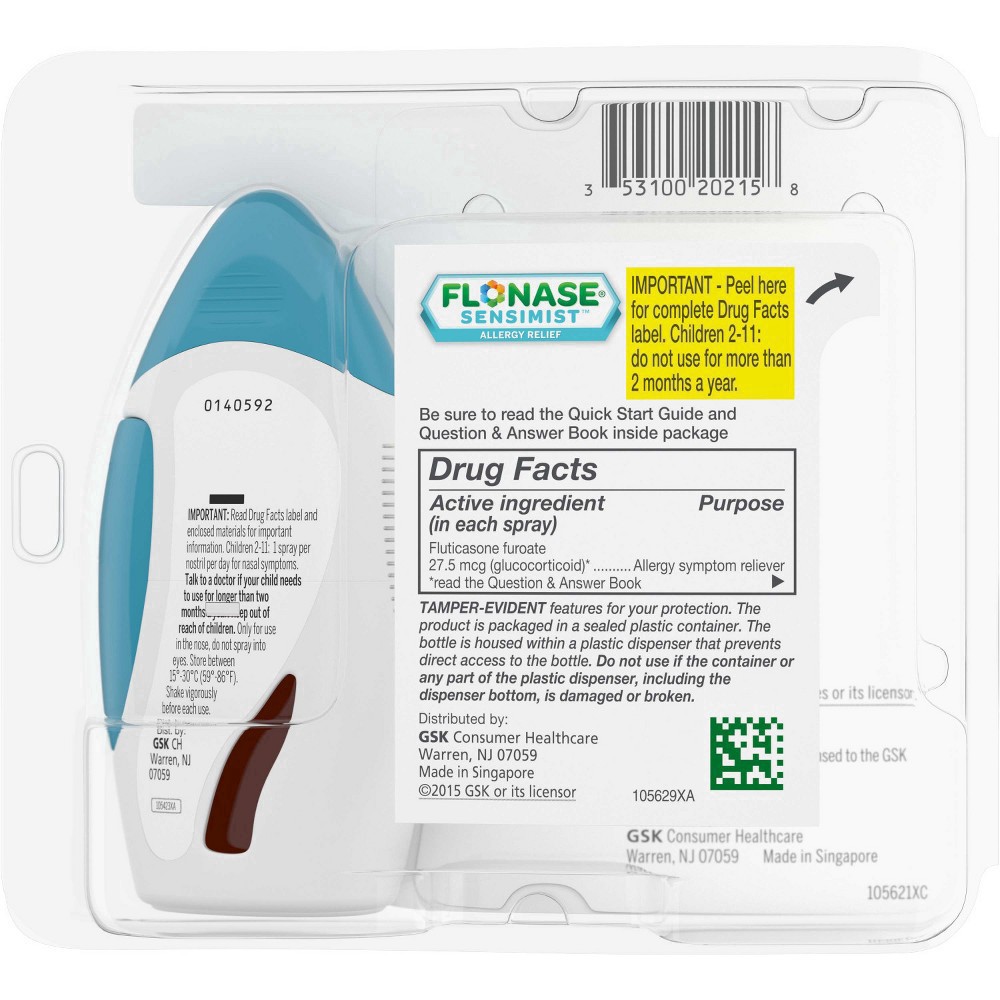 slide 48 of 133, Flonase Sensimist 24-Hour Allergy Relief Nasal Spray - Fluticasone Furoate - 0.2 fl oz, 60 ct; 0.34 oz