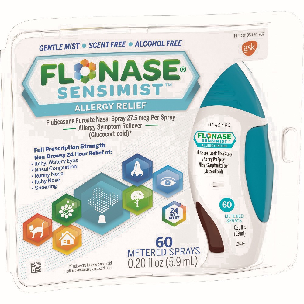 slide 2 of 133, Flonase Sensimist 24-Hour Allergy Relief Nasal Spray - Fluticasone Furoate - 0.2 fl oz, 60 ct; 0.34 oz