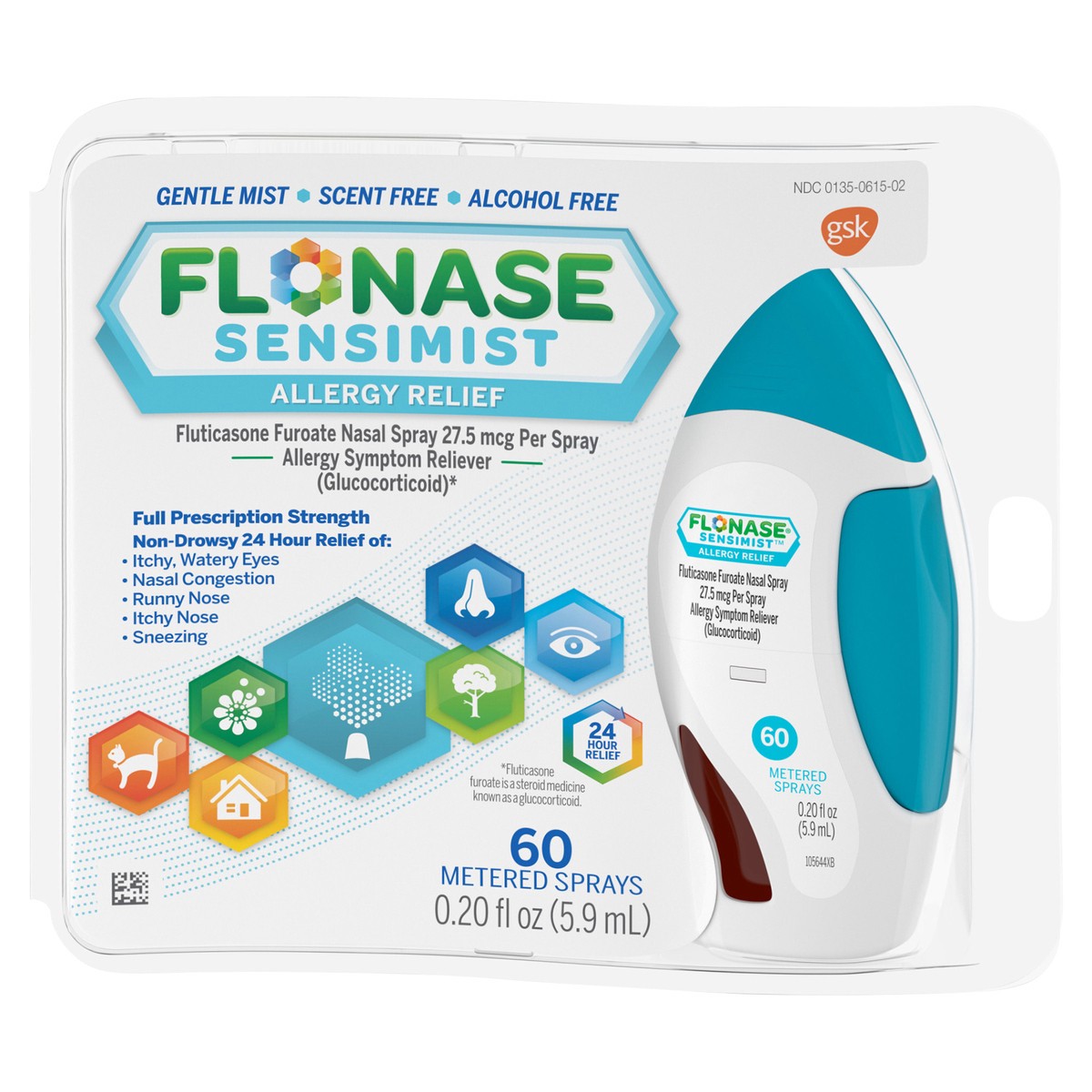 slide 1 of 73, Flonase Sensimist Allergy Relief Spray Non Drowsy Allergy Medicine, Gentle Mist - 60 Sprays, 60 ct; 0.34 oz