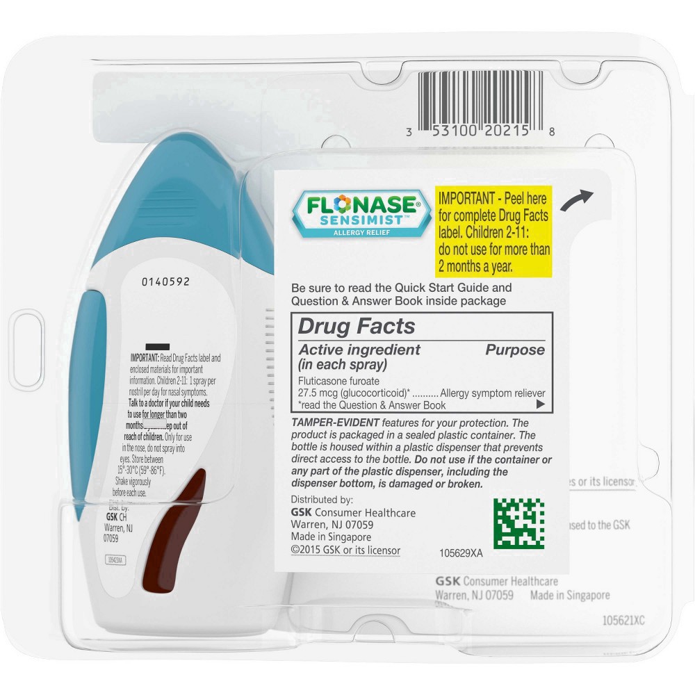 slide 55 of 133, Flonase Sensimist 24-Hour Allergy Relief Nasal Spray - Fluticasone Furoate - 0.2 fl oz, 60 ct; 0.34 oz