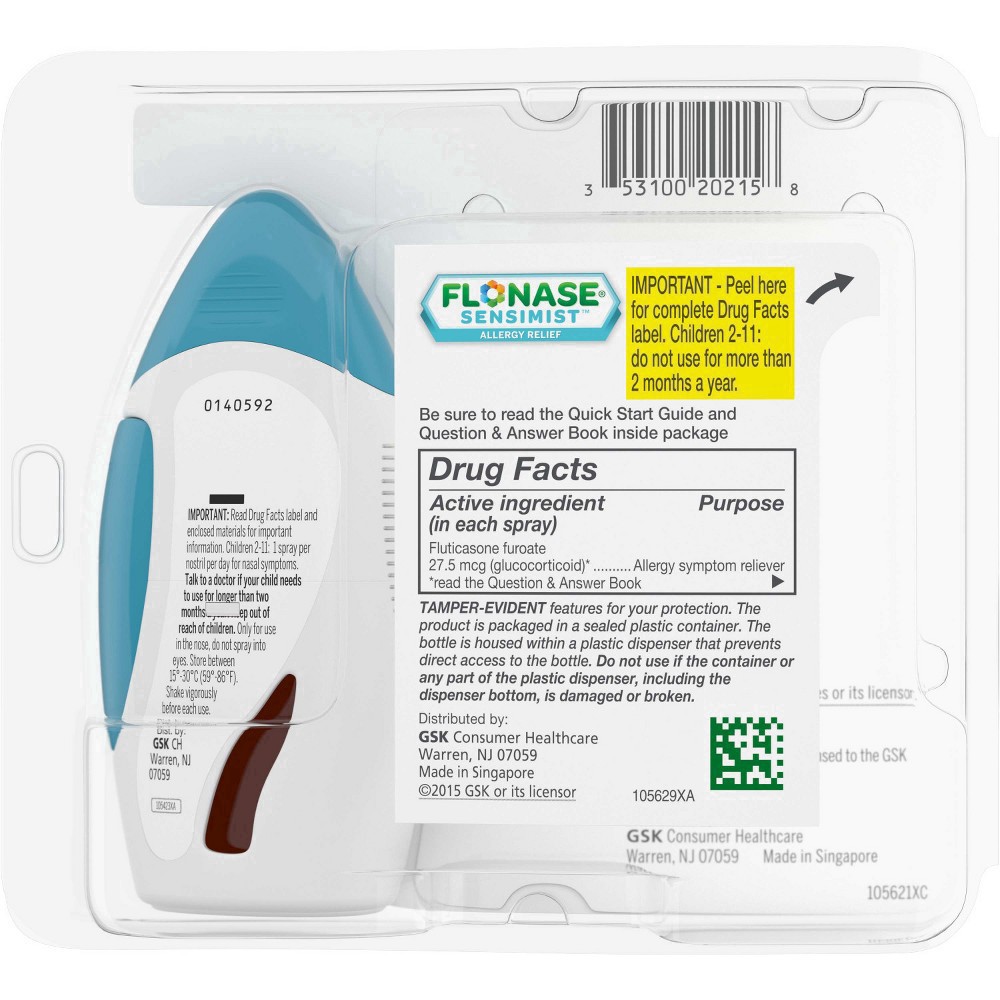 slide 66 of 73, Flonase Sensimist Allergy Relief Spray Non Drowsy Allergy Medicine, Gentle Mist - 60 Sprays, 60 ct; 0.34 oz