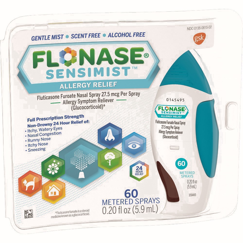 slide 131 of 133, Flonase Sensimist 24-Hour Allergy Relief Nasal Spray - Fluticasone Furoate - 0.2 fl oz, 60 ct; 0.34 oz