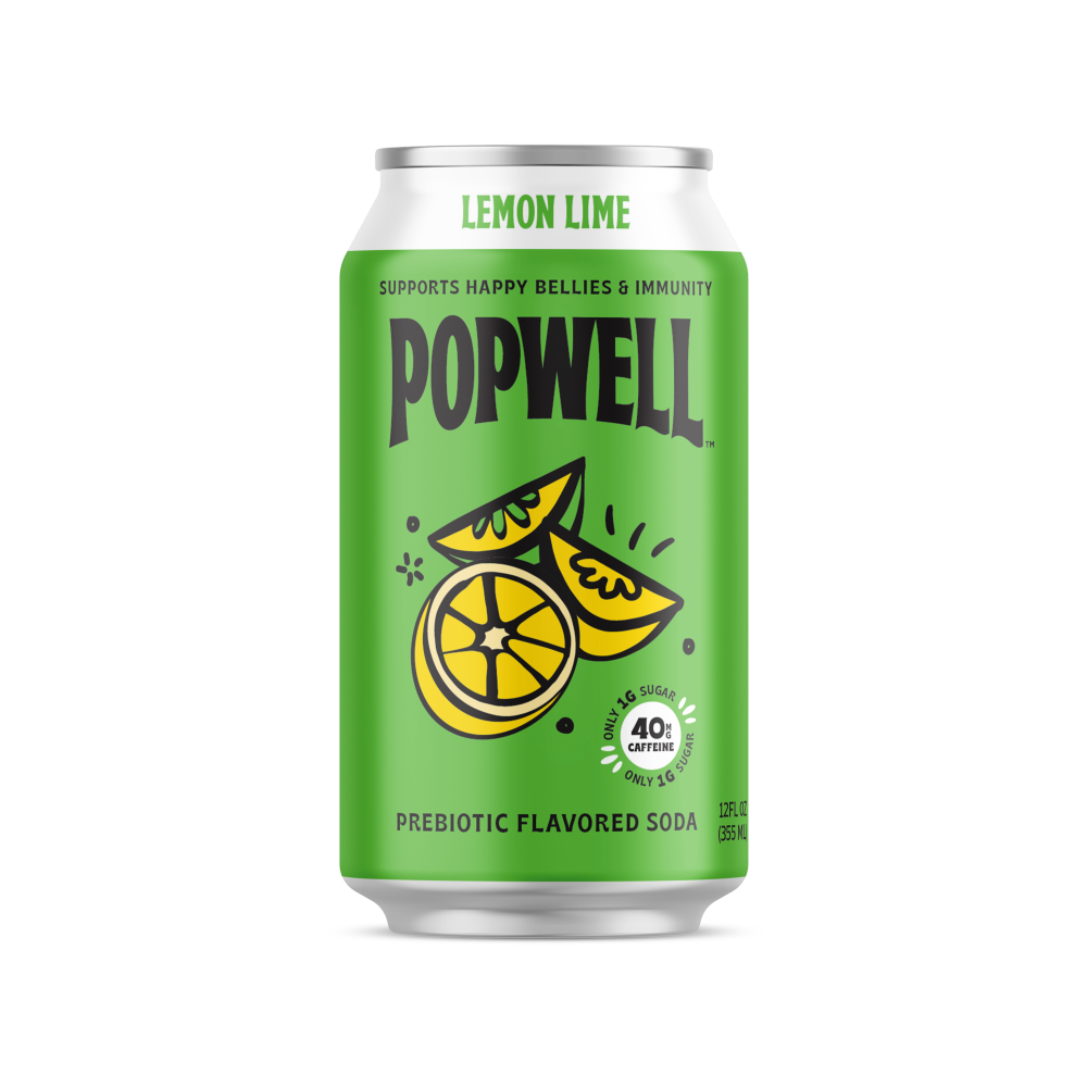 slide 1 of 1, Popwell Lemon Lime Caffeinated Soda 12oz Can, 12 fl oz
