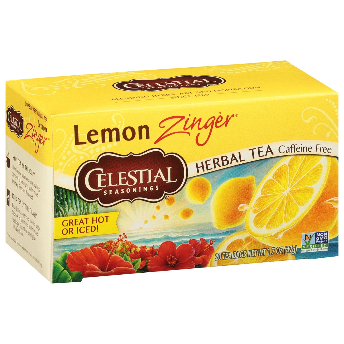 slide 4 of 8, Celestial Seasonings Caffeine Free Lemon Zinger Herbal Tea 20 Tea Bags - 20 ct, 20 ct; 1.7 oz