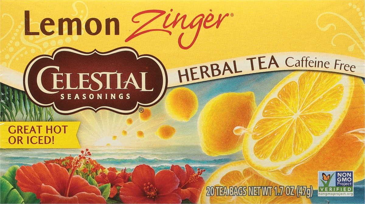 slide 8 of 8, Celestial Seasonings Caffeine Free Lemon Zinger Herbal Tea 20 Tea Bags - 20 ct, 20 ct; 1.7 oz