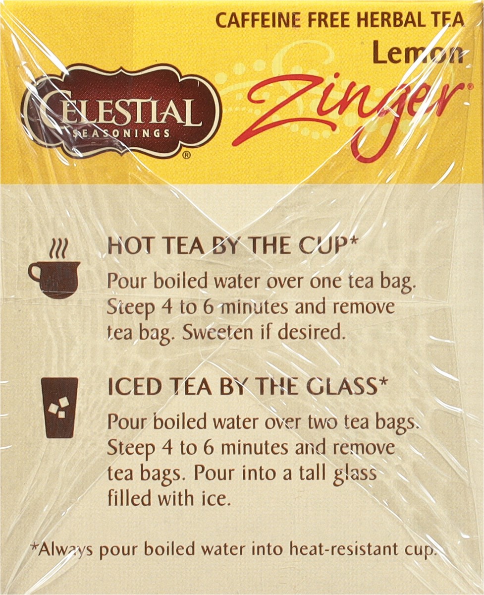 slide 6 of 8, Celestial Seasonings Caffeine Free Lemon Zinger Herbal Tea 20 Tea Bags - 20 ct, 20 ct; 1.7 oz