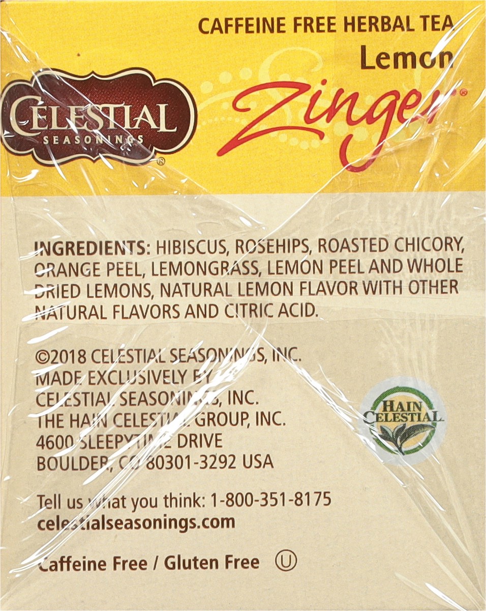 slide 2 of 8, Celestial Seasonings Caffeine Free Lemon Zinger Herbal Tea 20 Tea Bags - 20 ct, 20 ct; 1.7 oz