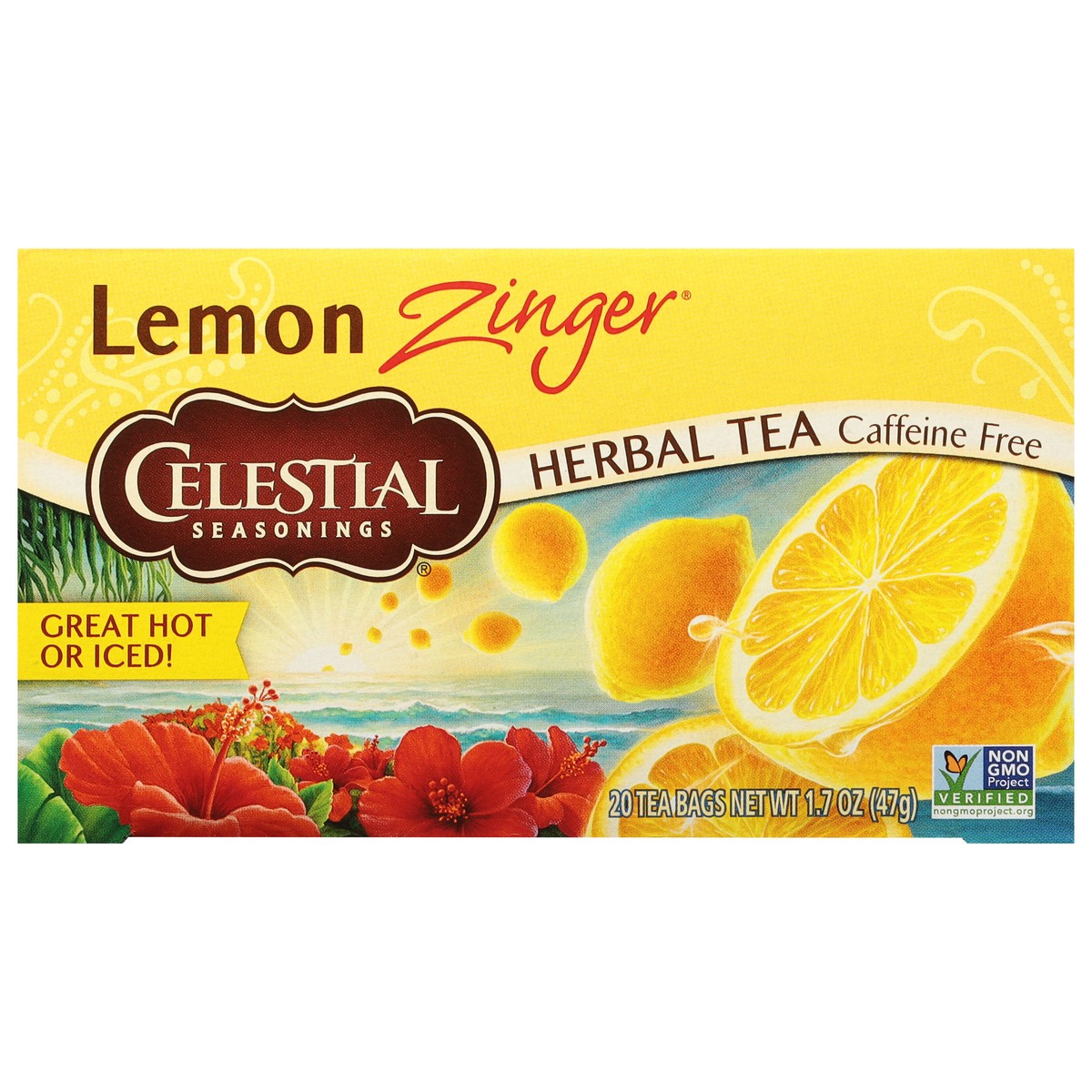 slide 1 of 8, Celestial Seasonings Caffeine Free Lemon Zinger Herbal Tea 20 Tea Bags - 20 ct, 20 ct; 1.7 oz