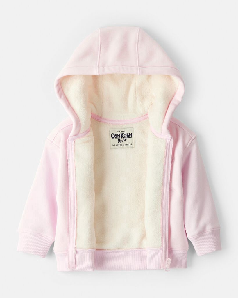 slide 3 of 4, Oshkosh Baby Girl Hooded Zip-Up Jacket - Pink Pink 12M, 1 ct