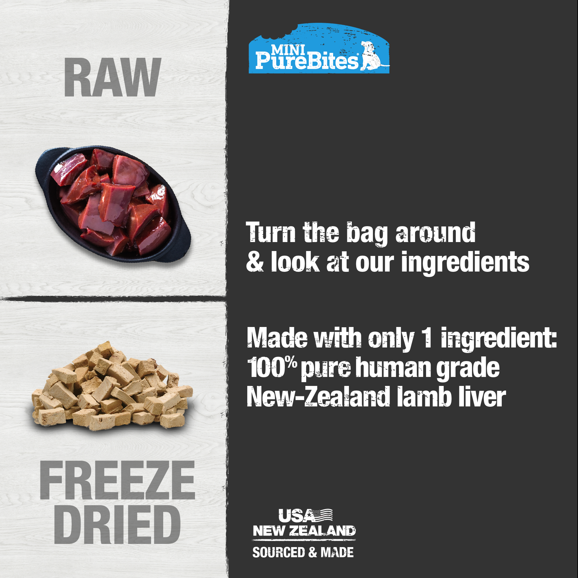 slide 3 of 5, PureBites Mini-PureBites Raw Freeze Dried Trainers Dog Treats - Lamb Liver, 2.4 oz