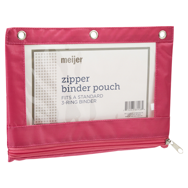 slide 26 of 29, Meijer Zipper Binder Pouch W/ Clear Front Window, 8 X 10    