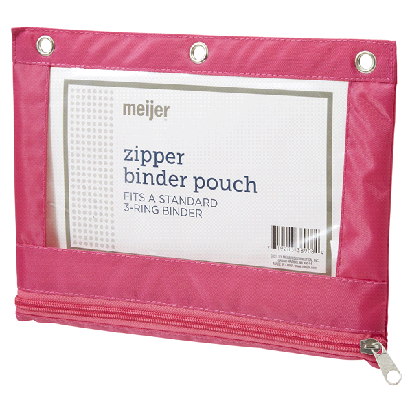 slide 19 of 29, Meijer Zipper Binder Pouch W/ Clear Front Window, 8 X 10    