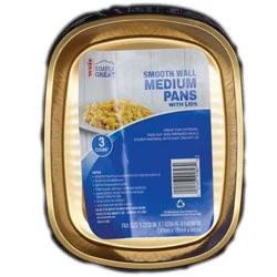 Weis Quality Smooth Wall Medium Pan W/Lid 3pk Foilware
