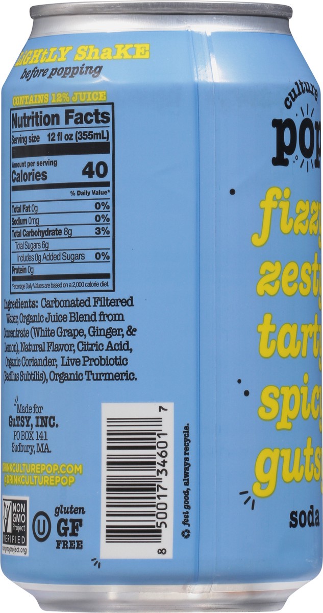 slide 5 of 9, Culture Pop Ginger Lemon & Turmeric Soda 12 fl oz, 12 fl oz