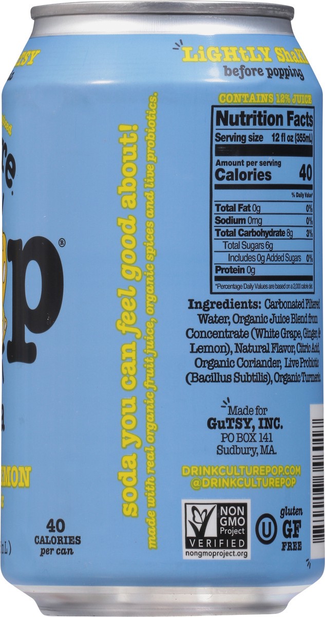 slide 8 of 9, Culture Pop Ginger Lemon & Turmeric Soda 12 fl oz, 12 fl oz