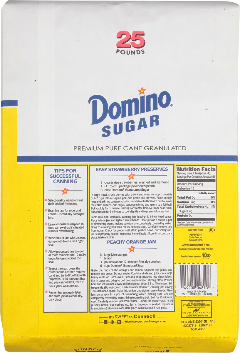 slide 9 of 12, Domino 25 Lb Granulated Bag White Sugar Domino, 25 lb