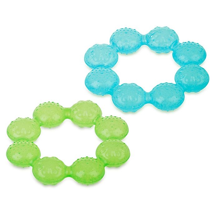 slide 1 of 2, Nuby IcyBite Soother Ring Teethers - Aqua/Green, 2 ct