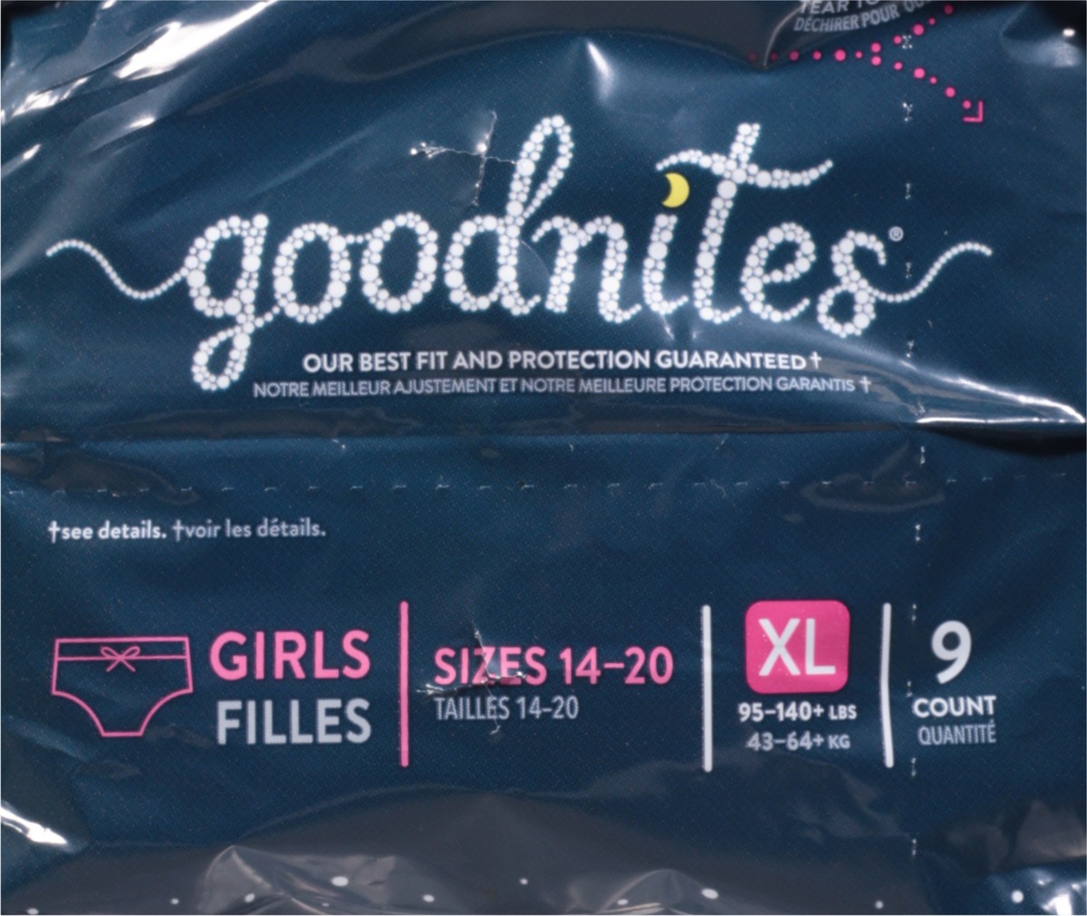 slide 3 of 9, Goodnites Girls' Nighttime Bedwetting Underwear, Size Extra Large (95-140+ lb.), 9 Ct, 9 ct