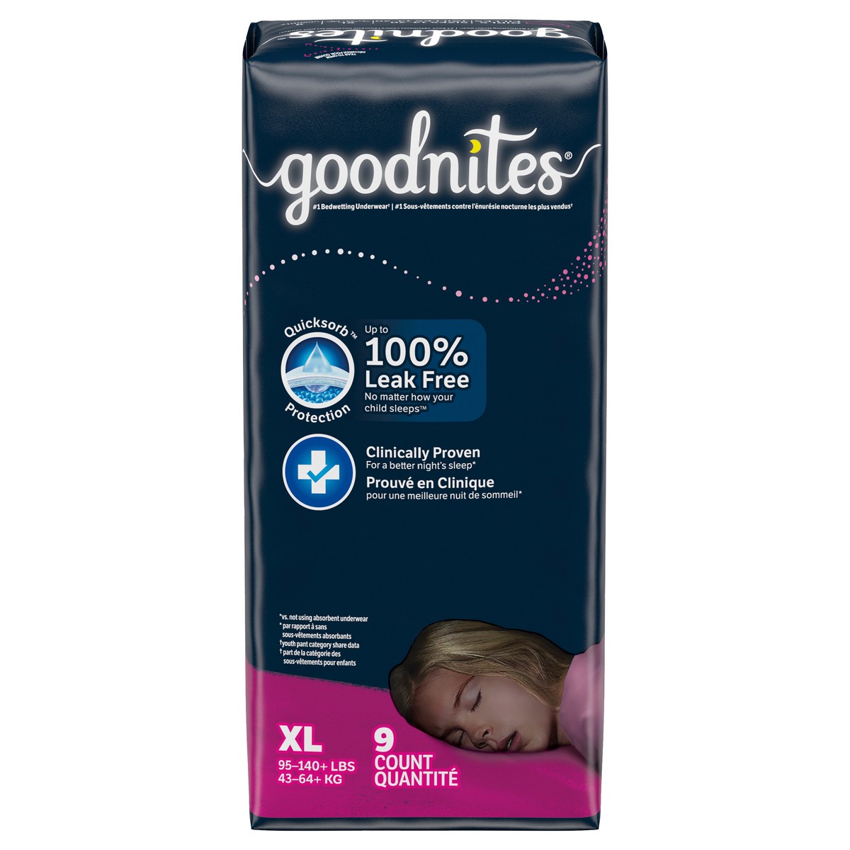 slide 1 of 9, Goodnites Girls' Nighttime Bedwetting Underwear, Size Extra Large (95-140+ lb.), 9 Ct, 9 ct