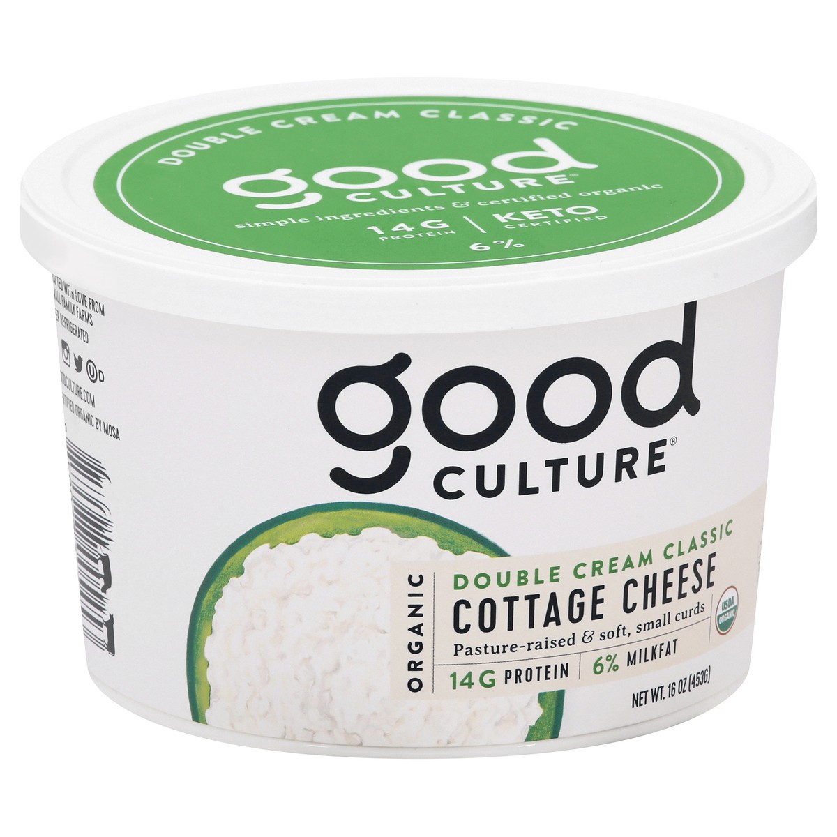 slide 2 of 12, good culture Organic Small Curd 6% Milkfat Double Cream Classic Cottage Cheese - 16 oz, 16 oz