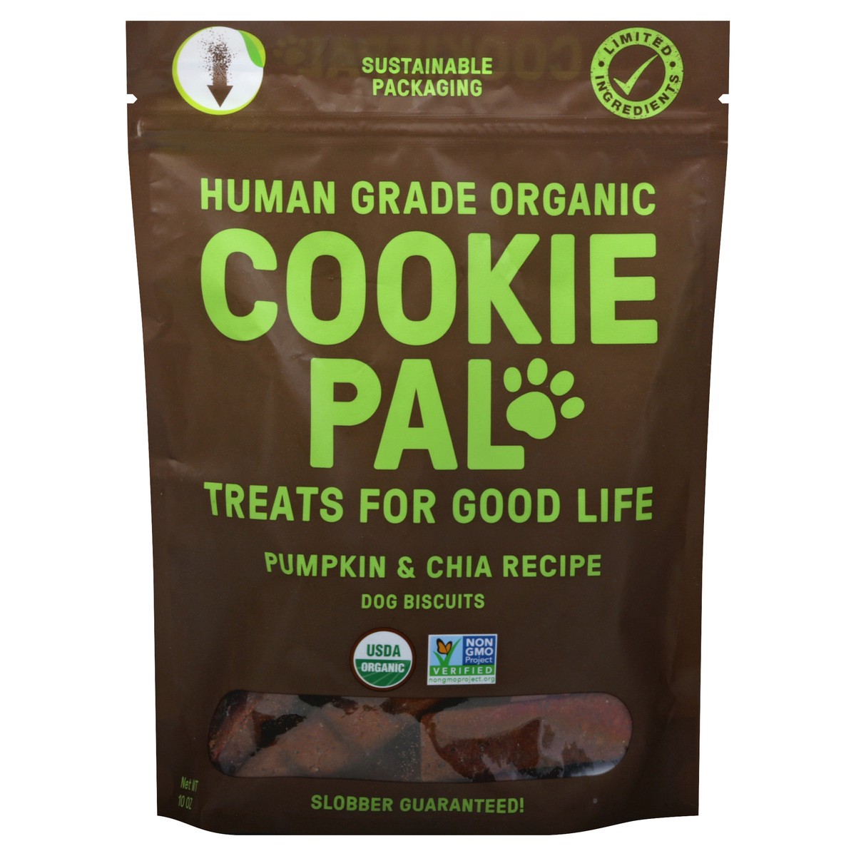 slide 1 of 11, Cookie Pal Organic Chia Pumpkin Dog Treat, 10 oz