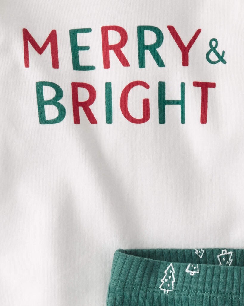 slide 3 of 3, Littleplanet Baby Organic Cotton 2-Piece Merry and Bright Set Merry White, Aspen Green NB, 2 pc