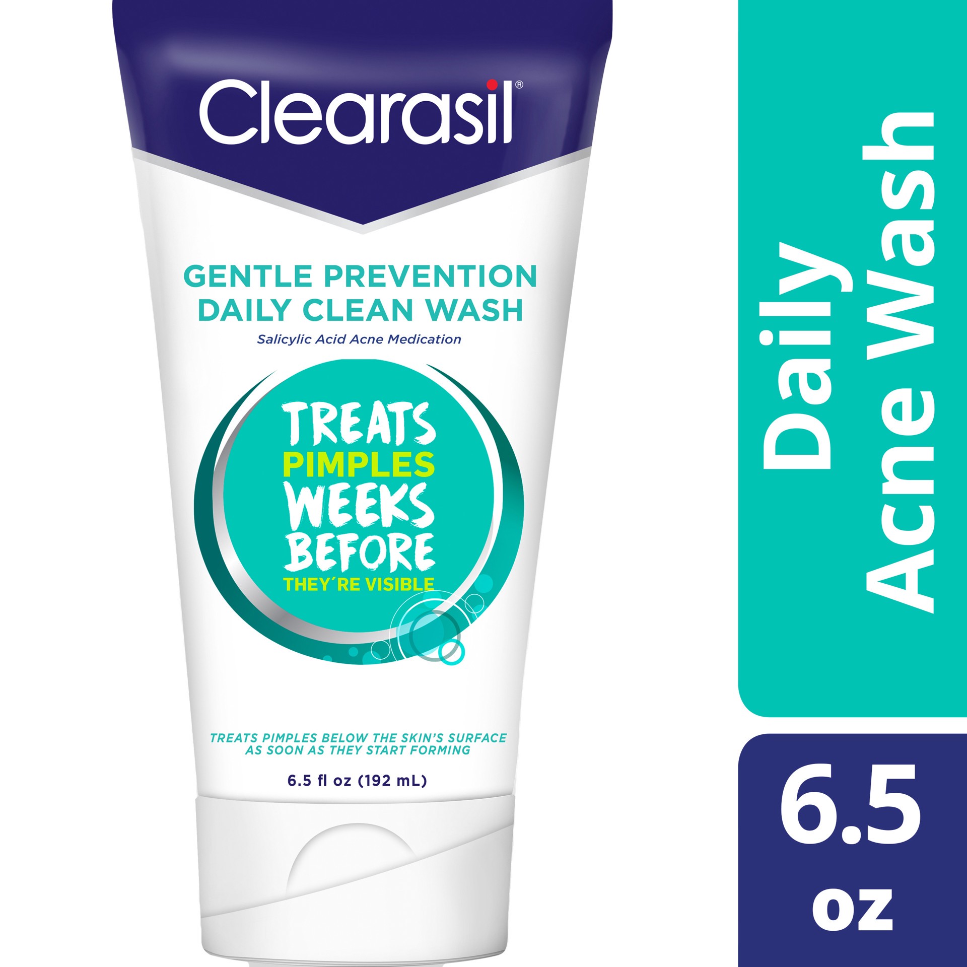 slide 1 of 5, Acne Treatment Face Wash - Clearasil Gentle Prevention Daily Clean Wash with Salicylic Acid Acne Medication, 6.5 fl oz, 6.50 fl oz