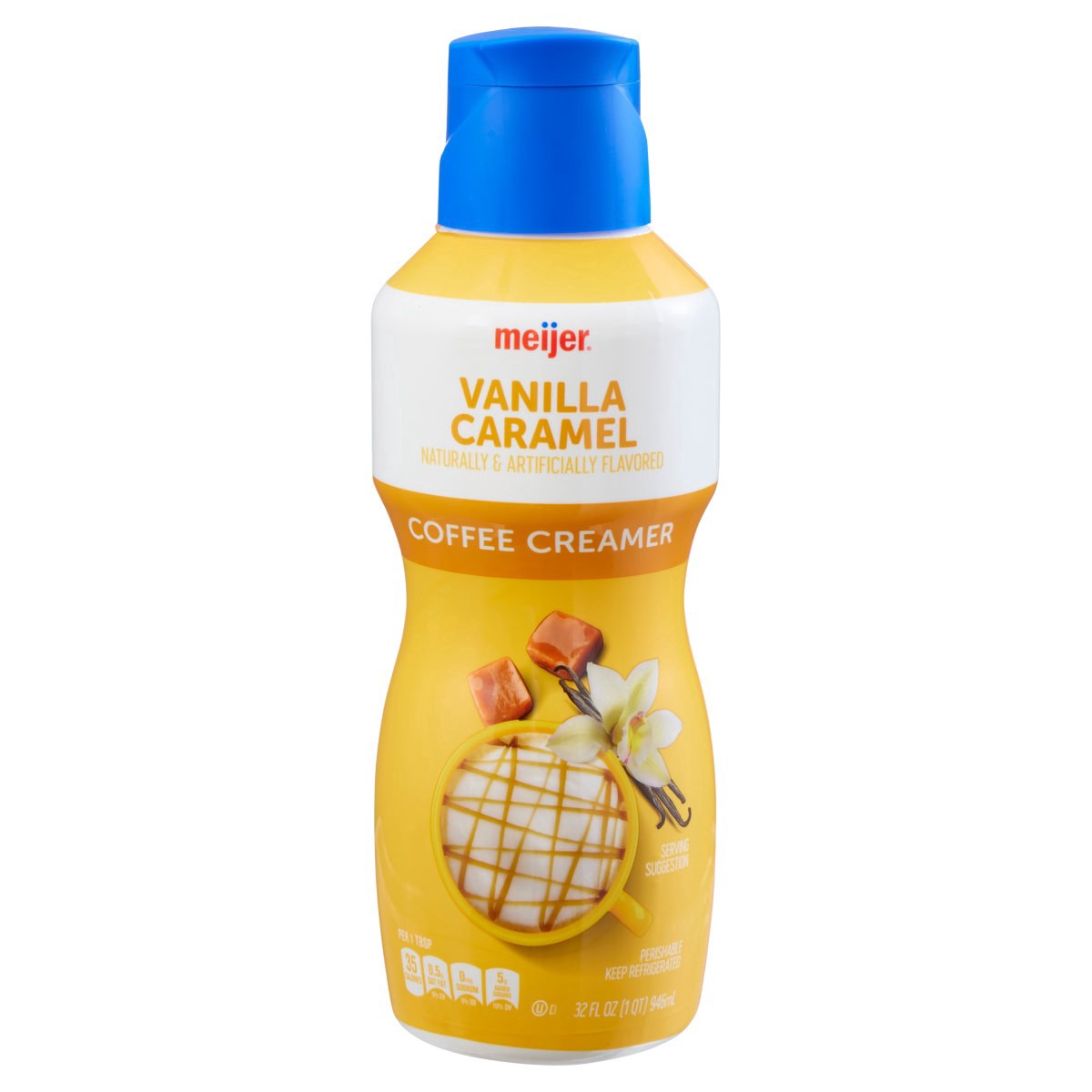 slide 1 of 9, Meijer Vanilla Caramel Coffee Creamer, 32 oz