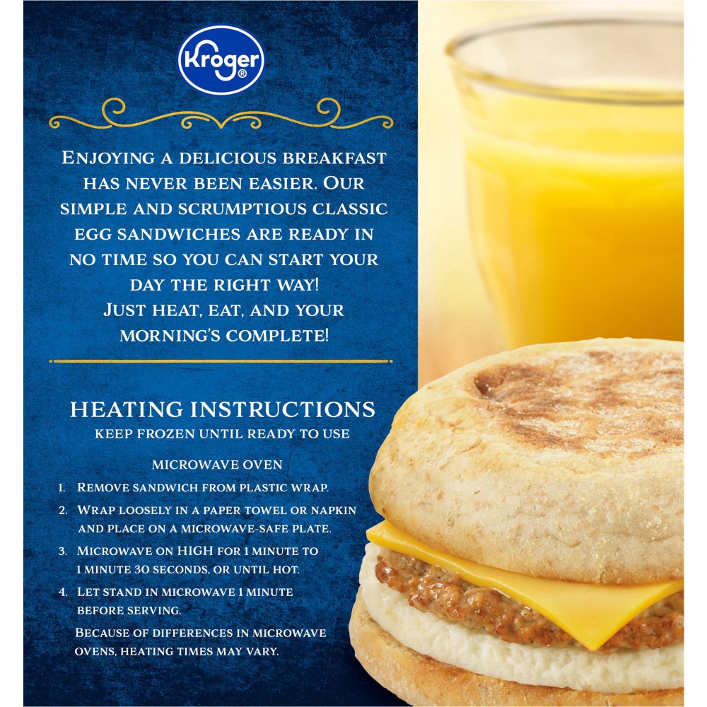 slide 6 of 6, Kroger Lite Turkey Sausage Egg White & Cheese English Muffin, 4 ct / 19.2 oz