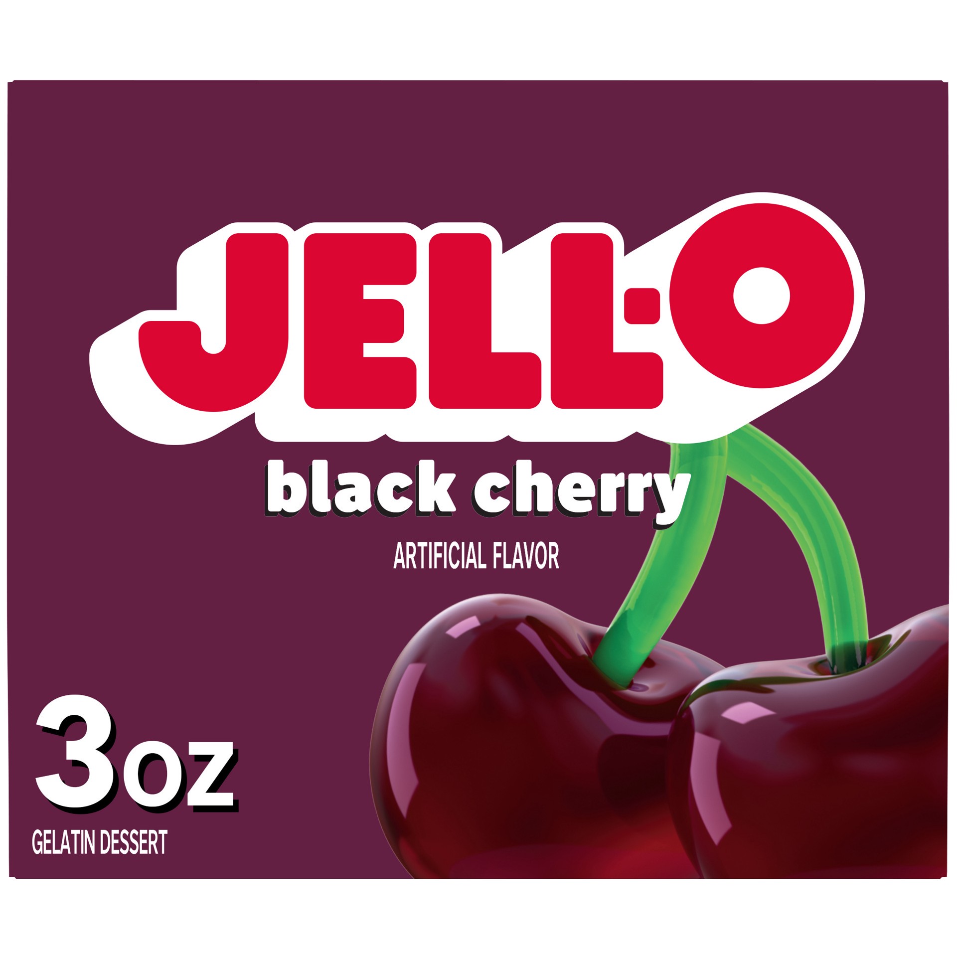 slide 1 of 5, Jell-O Black Cherry Artificially Flavored Gelatin Dessert Mix, 3 oz Box, 3 oz