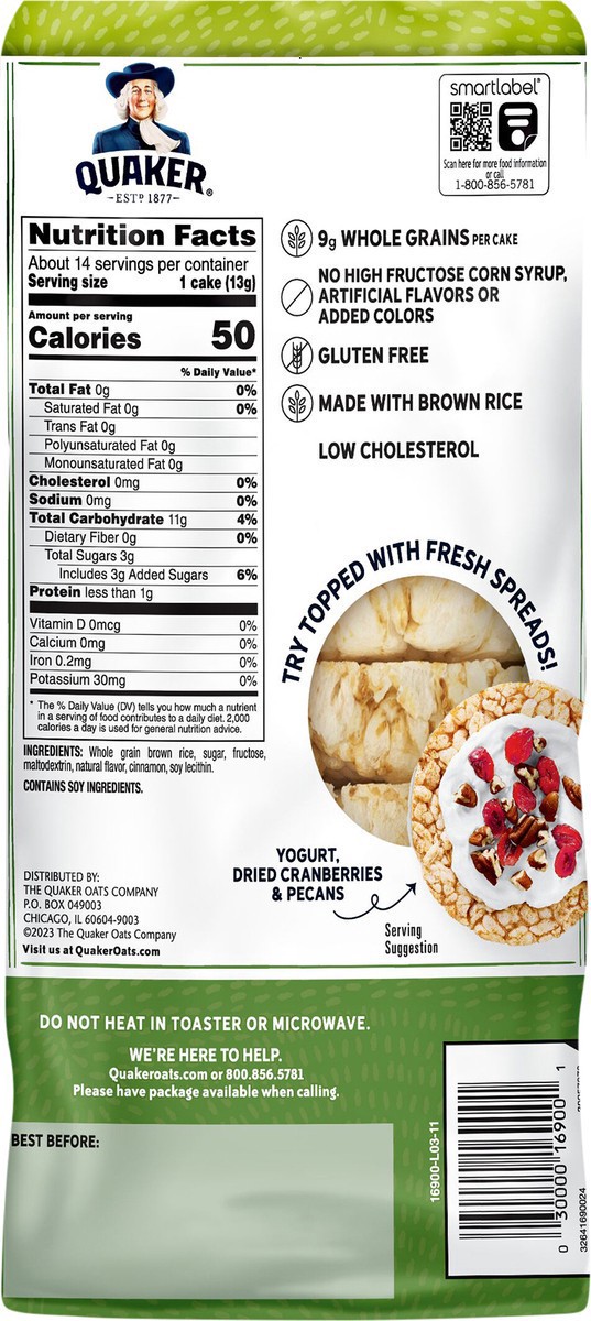 slide 2 of 3, Quaker Apple Cinnamon Rice Cakes, 6.53 oz