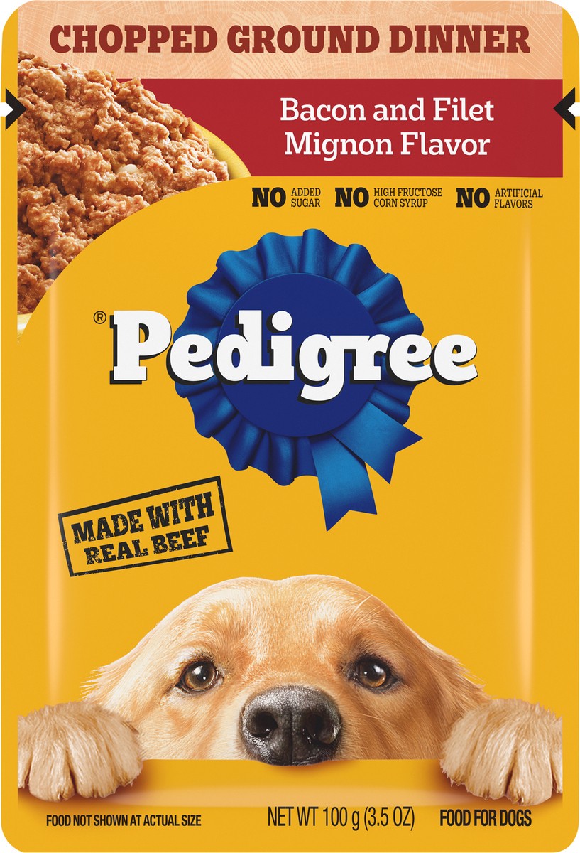 slide 5 of 15, Pedigree Chopped Ground Dog Dinner With Bacon & Filet Mignon Flavor, 3.5 oz