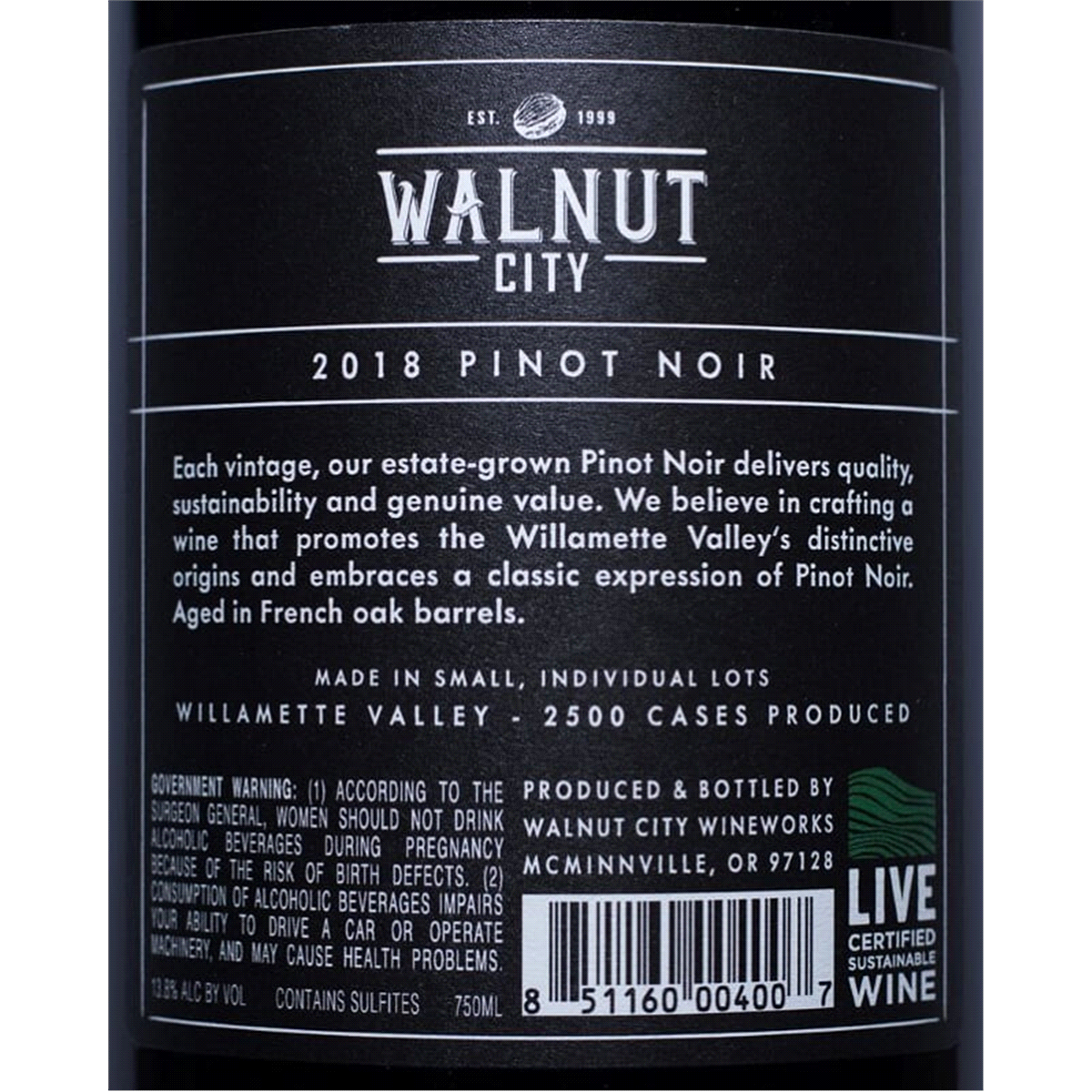 slide 5 of 5, Walnut City Pinot Noir, 750 ml