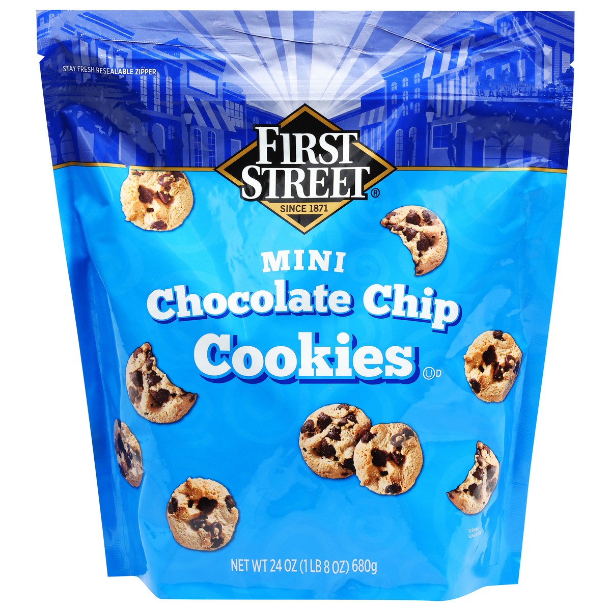 slide 3 of 4, First Street Fs Mini Choc Chip Cookies, 24 oz