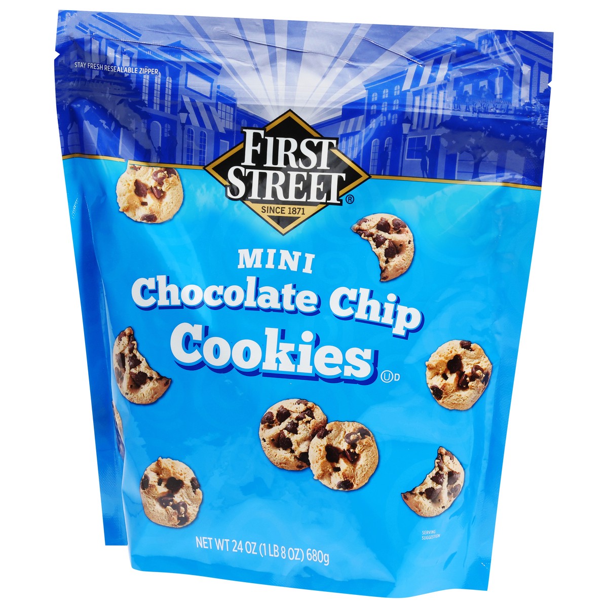 slide 4 of 4, First Street Fs Mini Choc Chip Cookies, 24 oz