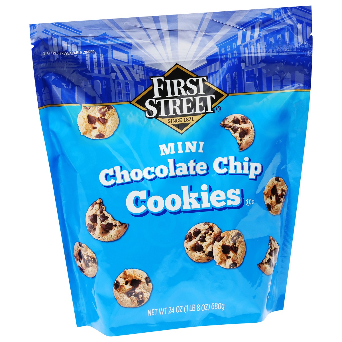 slide 2 of 4, First Street Fs Mini Choc Chip Cookies, 24 oz