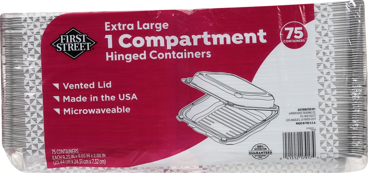 slide 5 of 10, First Street 9x9 1-Compartment Hinged Containers, 75 ct