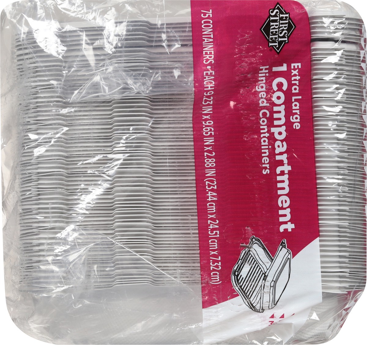 slide 7 of 10, First Street 9x9 1-Compartment Hinged Containers, 75 ct