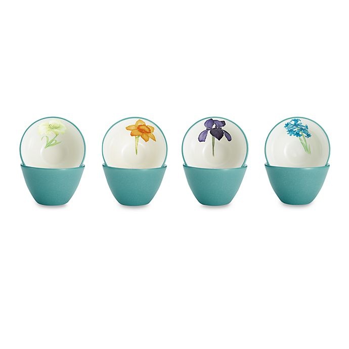 slide 1 of 1, Noritake Colorwave Floral Mini Bowls - Turquoise, 4 ct